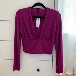 DYNAMITE Long Sleeve Plunge Top